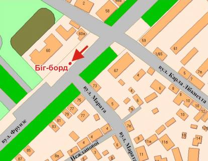 Билборд A в Полтаве, 3х6  Європейська вул. (Фрунзе), 60 (Конкорд) схема