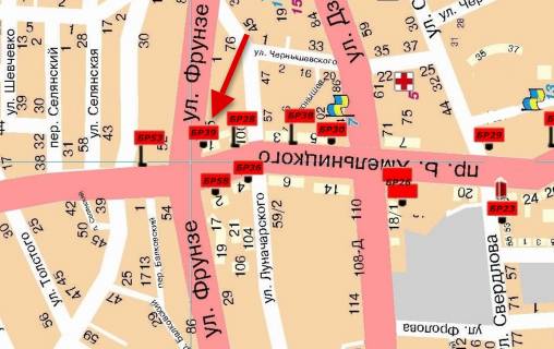 Билборд  в Мелитополе БР 039 A       пр. Б. Хмельницкого, 1                                       (Украина) схема
