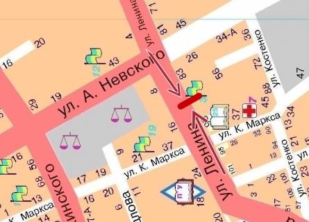 Білборд, Бігборд (Борд)   у Мелітополі БР 111 А вул. Гетьманська (Леніна), 83 (Міськвідділ) схема