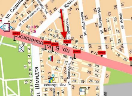 Билборд  в Мелитополе БР 027 А       пр. Б. Хмельницкого, 71                                        (Палас) схема