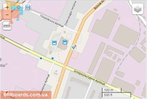 Билборд B в Мелитополе, 6x3  ул.Воинов Интернац. Авто Вокзал схема