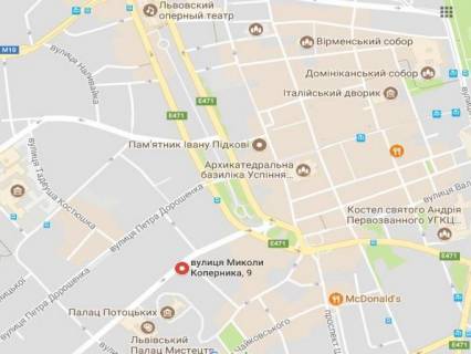 Білборд, Бігборд (Борд)  A у Львові вул.Коперника 9 схема