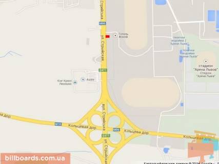 Билборд A в Львове, 3х6  вул.Стрийська,біля готелю Жокей, до центру схема