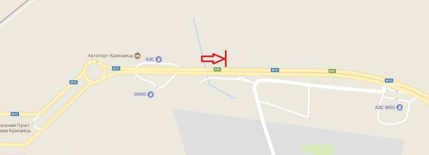 Билборд B в трасах Львова, 3х6  М 10 Львів-Краківець, км 69+020, праворуч схема