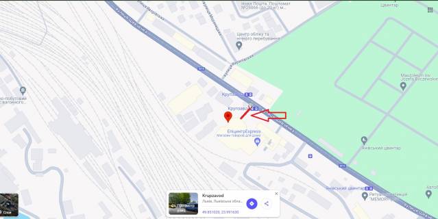 Ситилайт B в Львове, 1,2х1,8  вул. Шевченка, 113 (зупинка "Крупзавод")  біля Бізнец Центру "ЛЕГЕНДА" схема