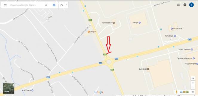 Білборд, Бігборд (Борд)  B у Львові, 3х6  вул.Городоцька до Епіцентру схема