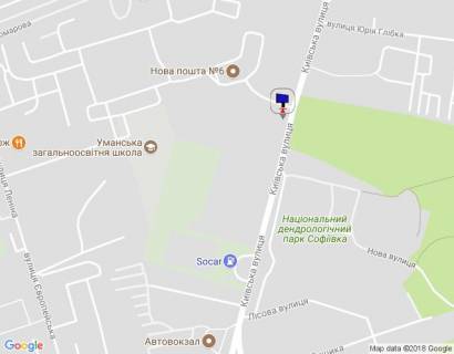 Білборд, Бігборд (Борд)  B у Умані, 6х3  вул.Київська, 25е (перший від пл.Перемоги в напрямку  Автовокзала) сторона Б схема