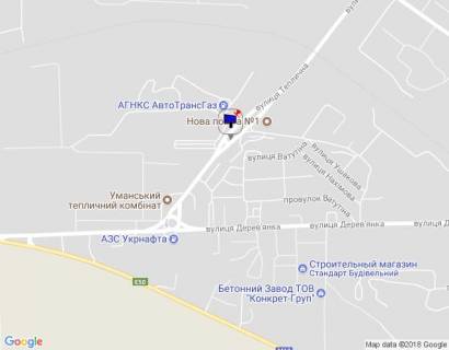 Билборд B в Умане, 6х3  (вул.Героїв Сталінграду) вул. Теплична, 8, на розмежуванні, напрямок до вул.Дерев"янко, 1-й від ГРС,  ВЕРХНІЙ, сторона Б, схема