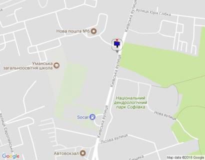 Билборд A в Умане, 6х3  вул.Київська,25е (перший від пл.Перемоги в напрямку  Автовокзала) сторона А схема