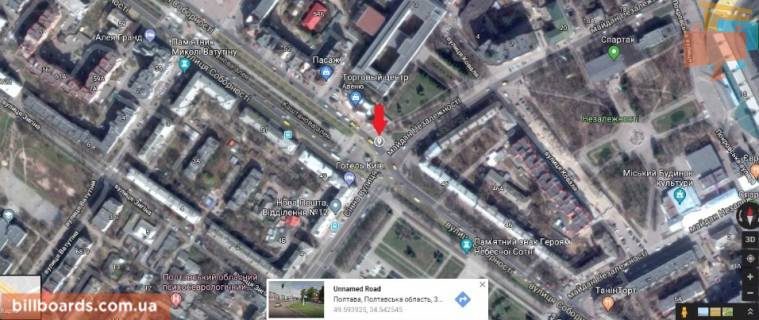 Билборд A в Полтаве г.Полтава ул. Соборності,50 схема