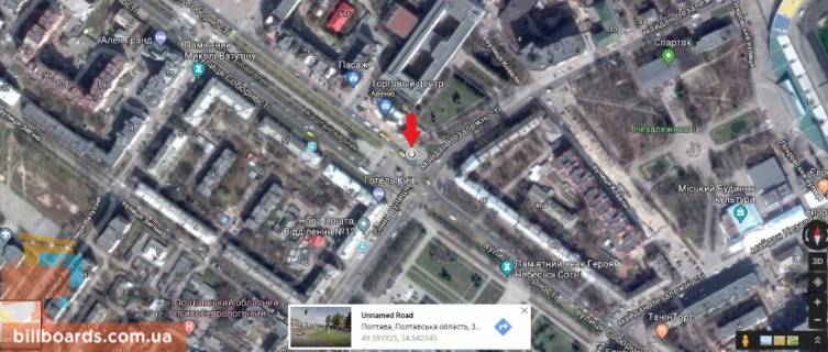 Билборд A в Полтаве г.Полтава ул. Соборности,50 схема