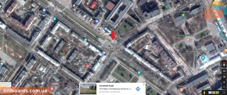 Билборд A в Полтаве г.Полтава ул.Соборности,50 схема