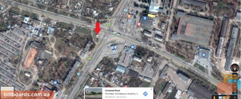 Билборд A в Полтаве г.Полтава ул.Фрунзе/Киевское шоссе схема