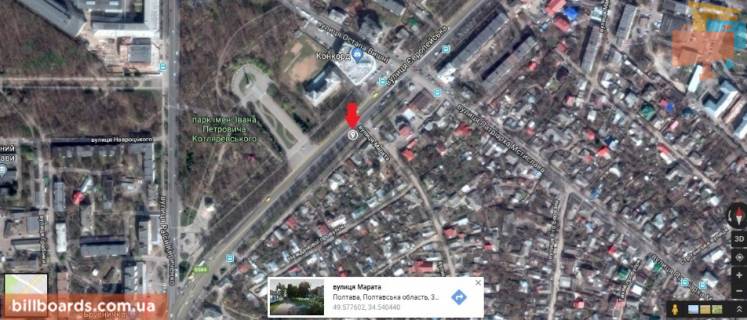 Билборд A в Полтаве г.Полтава Європейська вул. (Фрунзе), 75 (возле школы №27) схема