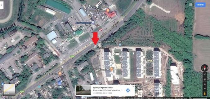 Білборд, Бігборд (Борд)  B у Полтаві, 3*6  м. Полтава  перехрестя вул. Серьогіна - вул. Комарова .В`їзд в мікрорайон ЖК "Феміли Парк"та  ЖК "Садовий". схема