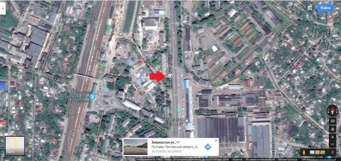 Билборд A в Полтаве, 3*6  м.Полтава вул. Зіньківська, 11 схема