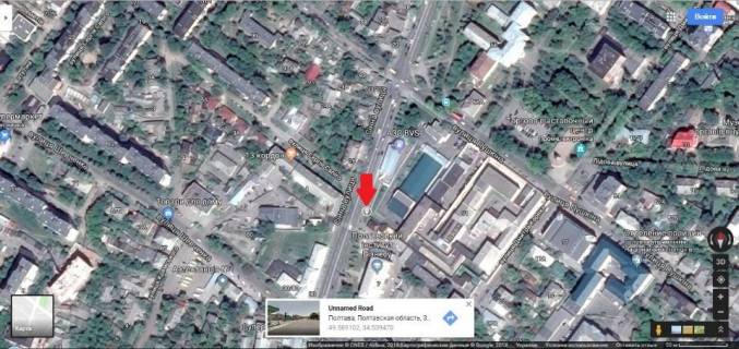 Білборд, Бігборд (Борд)  B у Полтаві, 3*6  м.Полтава,вул.Небесної  Сотні,44,конструкція прапор,центр міста,з`єднує   мікрорайони Поділ, Левада схема