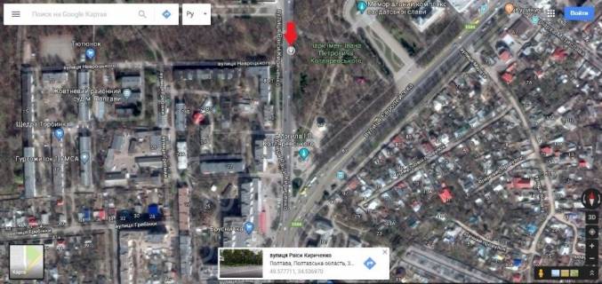 Билборд B в Полтаве, 3*6  м.Полтава вул. Р.Кіріченко,  №80/1 (Сінна) схема