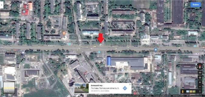 Білборд, Бігборд (Борд)  B у Полтаві, 3*6  м.Полтава вул.М.Бірюзова,48 Напроти АТБ , Маркетопт. схема