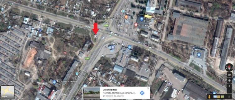 Білборд, Бігборд (Борд)  A у Полтаві, 3*6  м.Полтава  на розі  автомагістралі Київ- Харків та вул. Європейській. схема