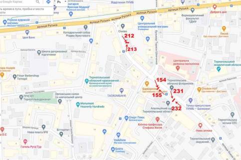 Ситилайт A в Тернополе вул.Острозького (Філармонія, госп.суд) схема