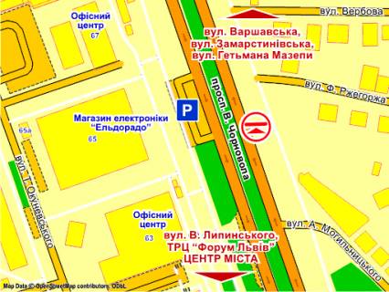 Скролер, Скрол A у Львові пр. Чорновола, навпроти буд № 65 (Єльдорадо), розмір 2,3 х 3,2 м скролл - 193181 схема