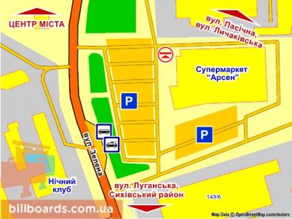 Сiтiлайт A у Львові вул. Зелена (супермаркет "Арсен"), місце 1 схема
