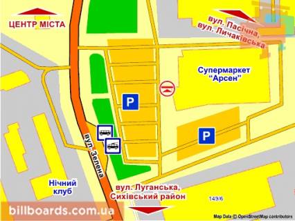 Ситилайт A в Львове вул. Зелена (супермаркет "Арсен"), місце 3 схема