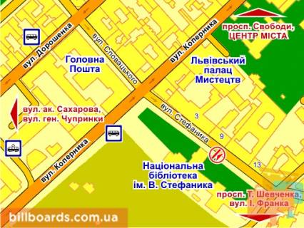 Ситилайт B в Львове вул. Стефаника (навпроти буд. 9), місце 2 схема