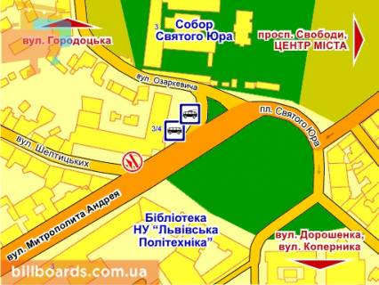Ситилайт B в Львове вул. Шептицьких (навпроти буд. 1) схема