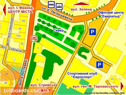Ситилайт B в Львове вул. Руставелі (навпроти буд. 10 "а"), місце 2 схема
