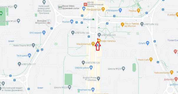 Білборд, Бігборд (Борд)  B у Києві, 6х3  просп. Оболонський, 22В схема