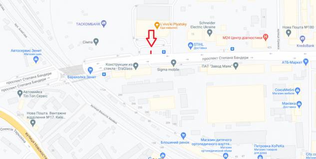 Білборд, Бігборд (Борд)  B у Києві, 6,20х3,15  просп. Степана Бандери, 11А схема