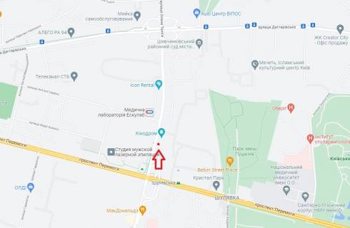 Білборд, Бігборд (Борд)  A у Києві, 3х2,2  вул. Довженка, 2 схема