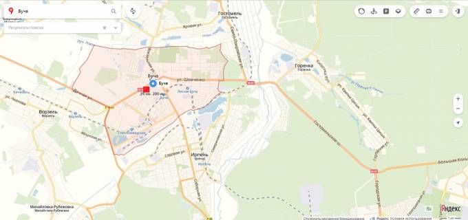 Білборд, Бігборд (Борд)  B у Бучі, 3х6  М-07 Київ-Буча-Ворзель-Ковель 29 км. 200 м. (Б) схема