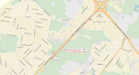 Білборд, Бігборд (Борд)  A у Гатному, 3х6  просп. Глушкова 13 км 200 м схема