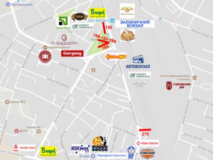 Білборд, Бігборд (Борд)   у Івано-Франківську, 3х6  Привокзальна схема