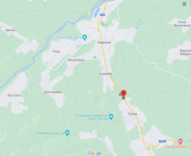 Билборд A в Лоєвій, 3х6  Н09, Івано-Франківська область Лоєва ст.А схема