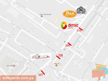 Билборд B в Ивано-Франковске, 3x6  Вовчинецька Кобзарик (в центр)  Б схема