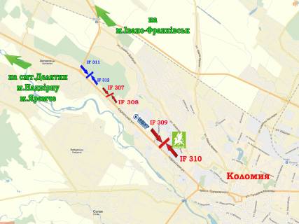 Білборд, Бігборд (Борд)  B у Коломиї, 3x6  Коломия-Шепарівці вїзд (Б) _до Епіцентру (1.5км), до АЗС ОККО (3км) схема