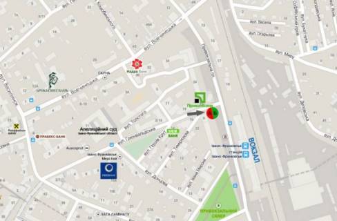 Ситилайт A в Ивано-Франковске, 1.8х1.2  Вокзал - Грюнвальдська, ст. А схема