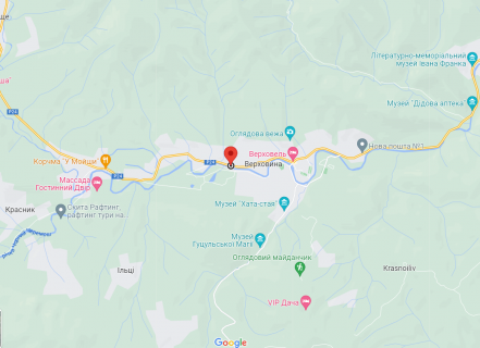 Білборд, Бігборд (Борд)  A у Верховині, 3х6  Р24, 120, Івано-Франківська область м.Верховина (вїзд в місто зі сторони Ів.-Франківська) ст.А схема