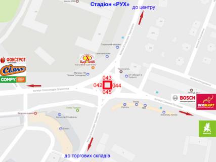 Нестандарт A у Івано-Франківську, 0.5х7.6  Петлюри, Чорновола, Довженка схема