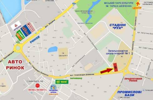 Билборд  в Ивано-Франковске, 3х6  Довженка схема