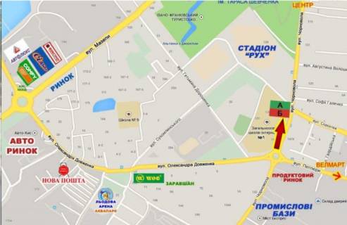 Билборд  в Ивано-Франковске, 3х6  Чорновола схема