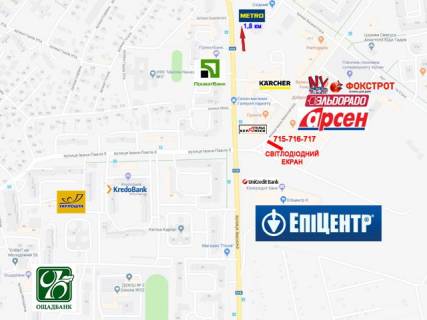 Видеоборд  у Івано-Франківську СВІТЛОДІОДНИЙ ЕКРАН зі звуковим супроводом Миколайчука-Івасюка, навпроти ТЦ "Арсен", "Епіцентр" - 137619 схема