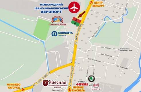 Білборд, Бігборд (Борд)   у Івано-Франківську, 3х6  Коновальця схема