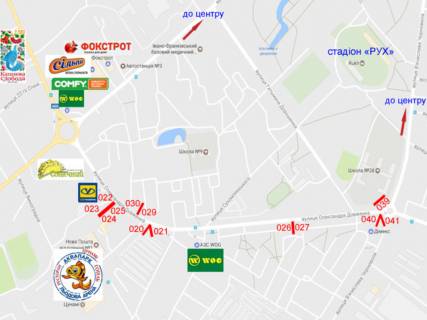Билборд A в Ивано-Франковске, 3х6  Довженка-Чорновола поруч будівельного центру ДІМЕКС. до ОККО, Велмарту, до центру міста схема