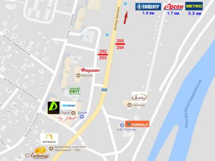 Білборд, Бігборд (Борд)  B у Івано-Франківську, 3х6  Івасюка поруч ресторану ЛЕГЕНДА, від Епіцентру, Арсену, Метро до вул.Незалежності схема