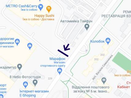 Білборд, Бігборд (Борд)  A у Івано-Франківську, 3х6  Вовчинецька 229 Метро ст Б низ схема